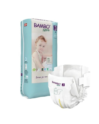 Couches Bébé BAMBO Nature Taille 3 4-8 Kg (M X 52 Pcs)